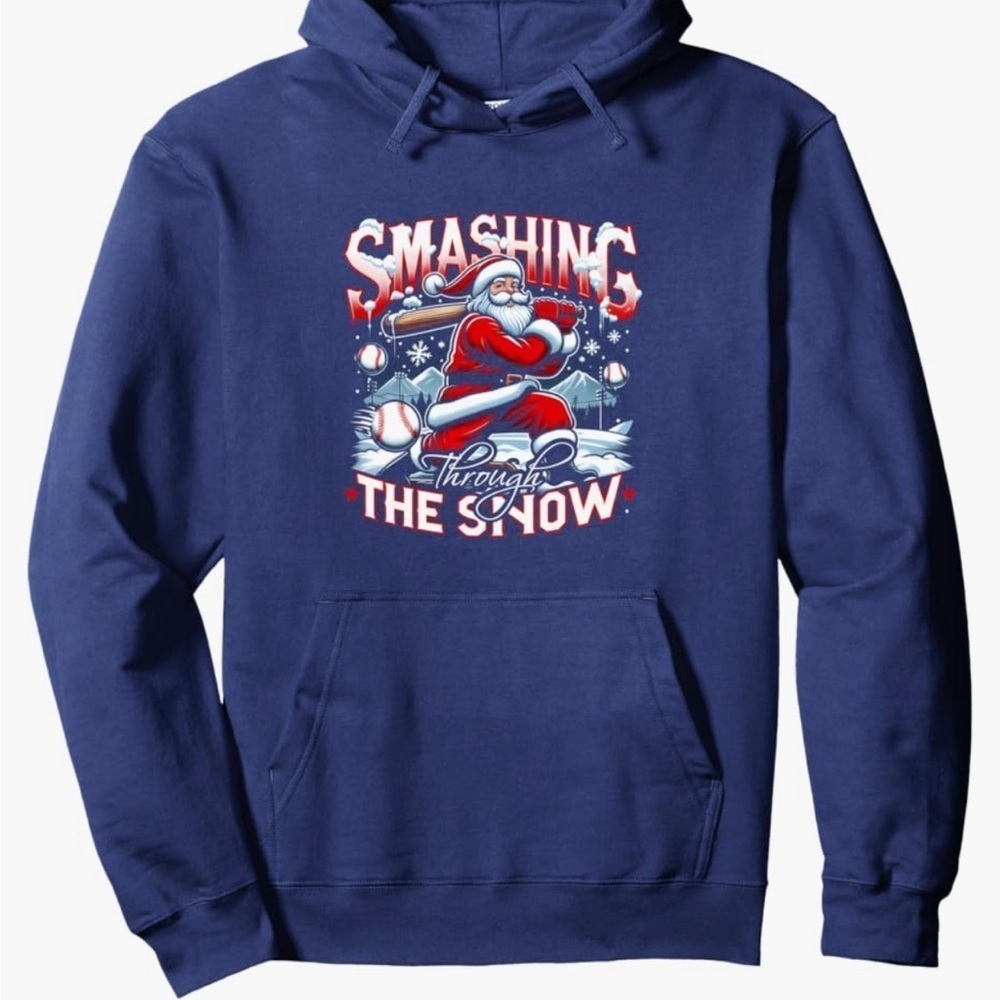 Mens Graphic Hoodie 
SNOW BASEBALL
Santa holiday graphic print